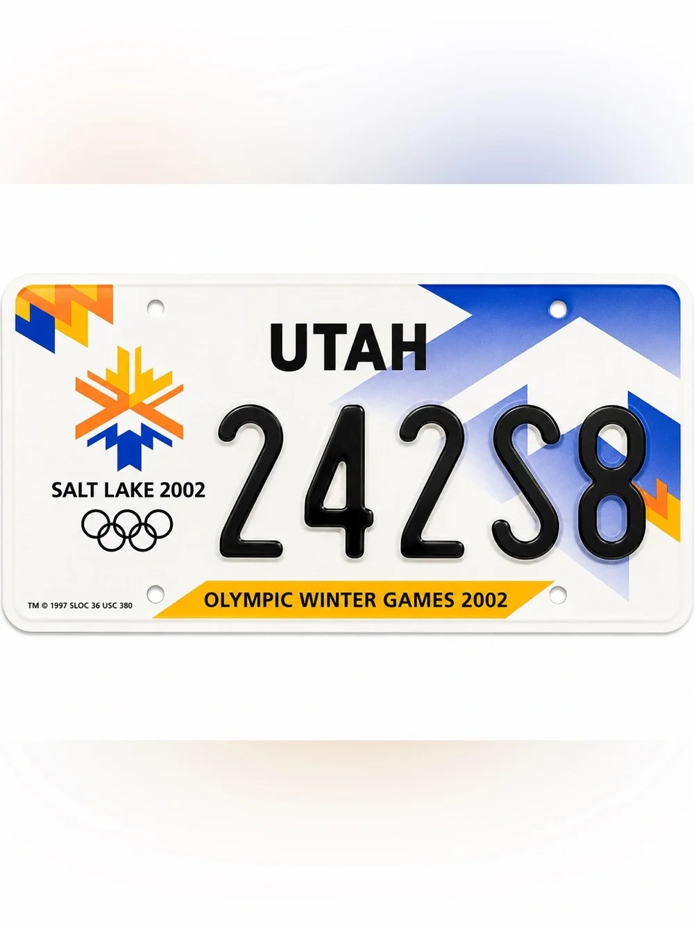 Utah Salt Lake Olympic Winter Games 2002 License Plate
